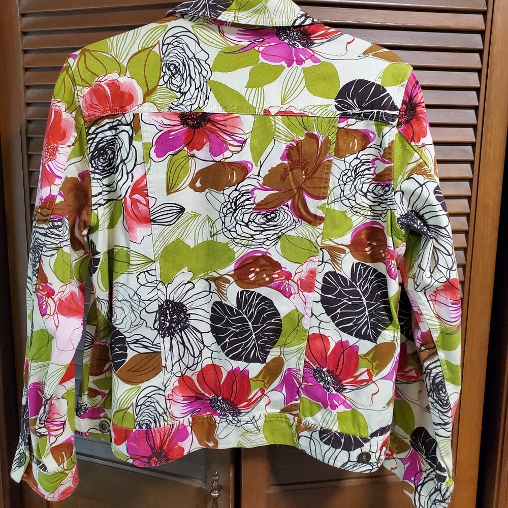 Tropical Print Jeans Jacket - Picture 2 of 3